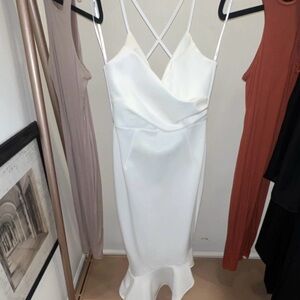 ASOS White Cowl Neck Spaghetti-Strap Midi Dress